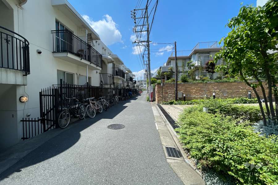 敷地の南西側の前面道路（南東側から）