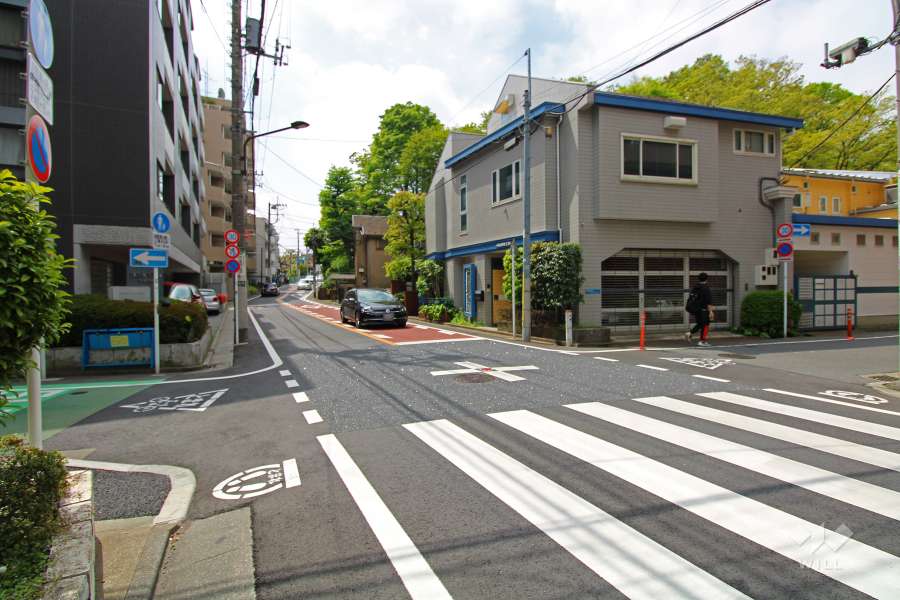 敷地西側の前面道路（北側から）