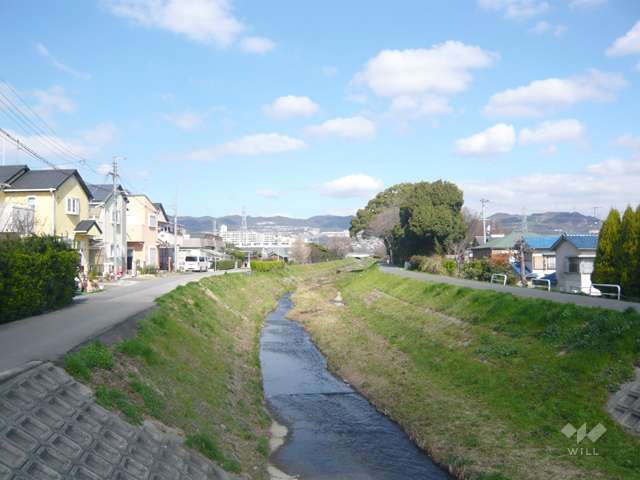すぐ東側を流れる天神川。川沿いはのどかな雰囲気です。