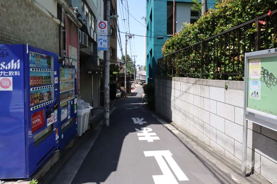 敷地南西側の前面道路(北西側から)