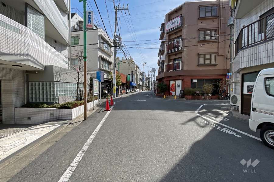敷地西側の前面道路（北側から）