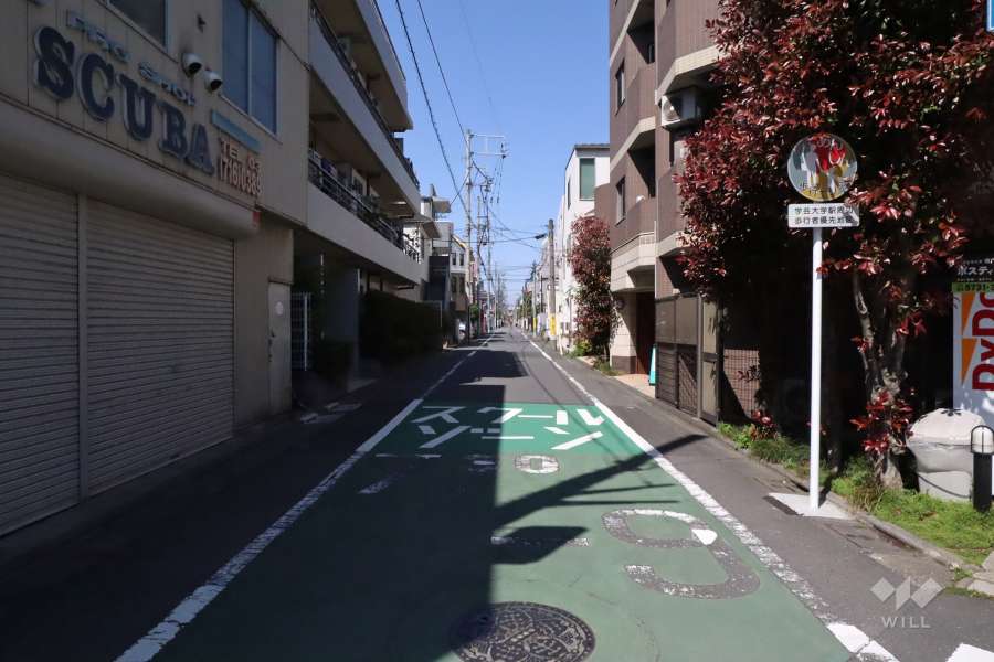 敷地北西側の前面道路(南西側から)