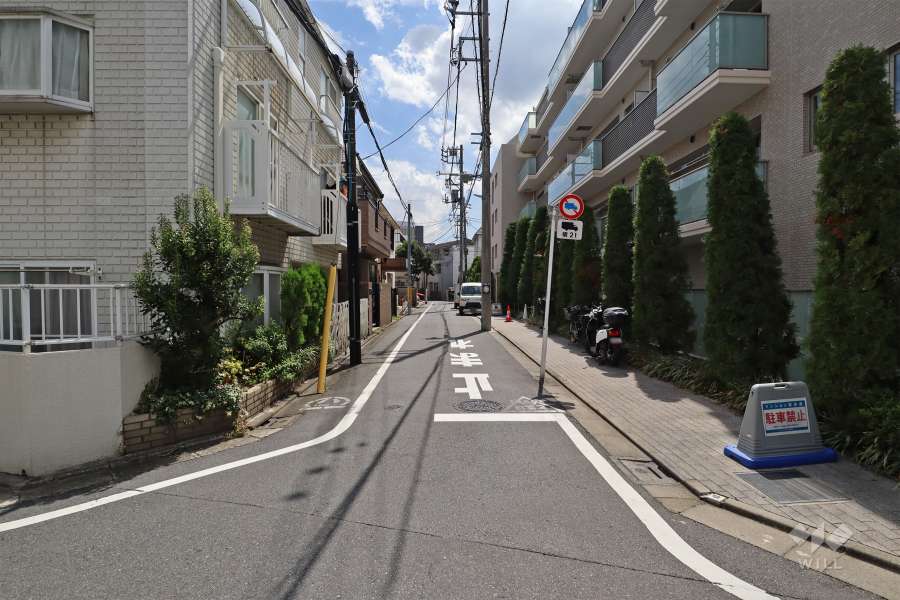 敷地東側の前面道路（北側から）