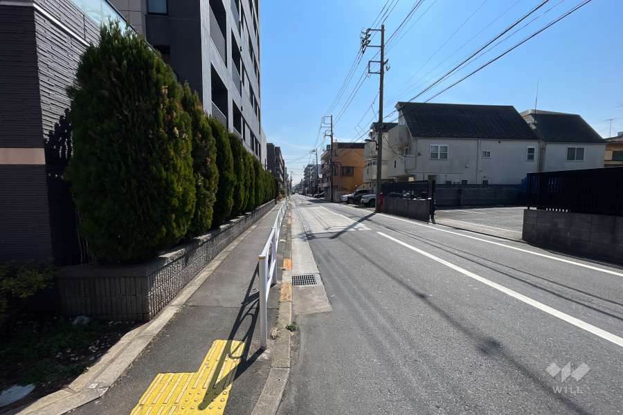 敷地南西側の前面道路（北西側から）