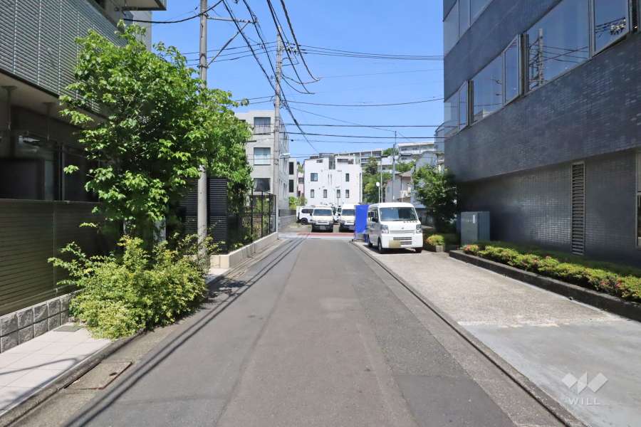 敷地北側の前面道路(西側から)