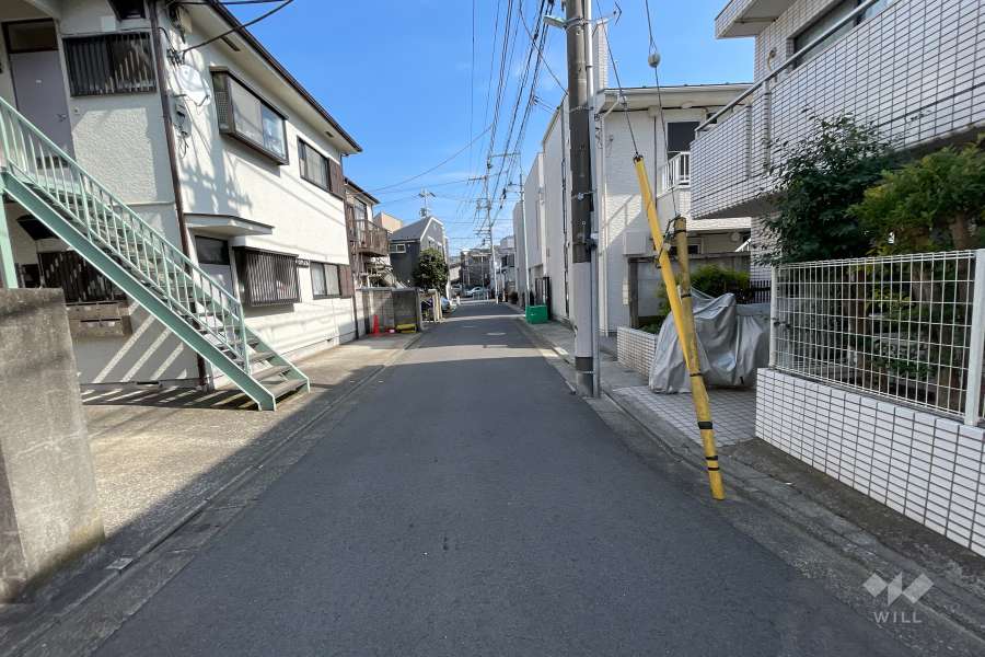 敷地北側の前面道路（西側から）