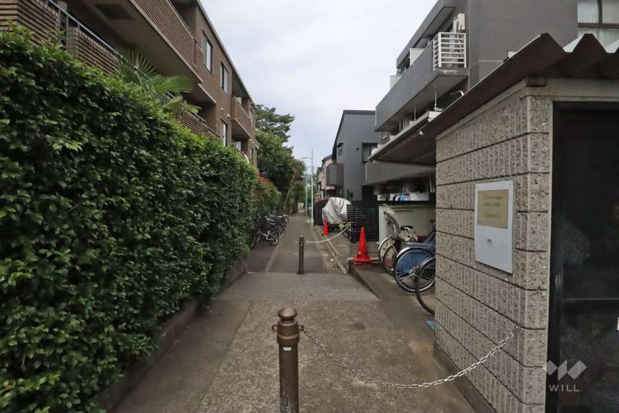 敷地北西側の前面通路(南西側から)