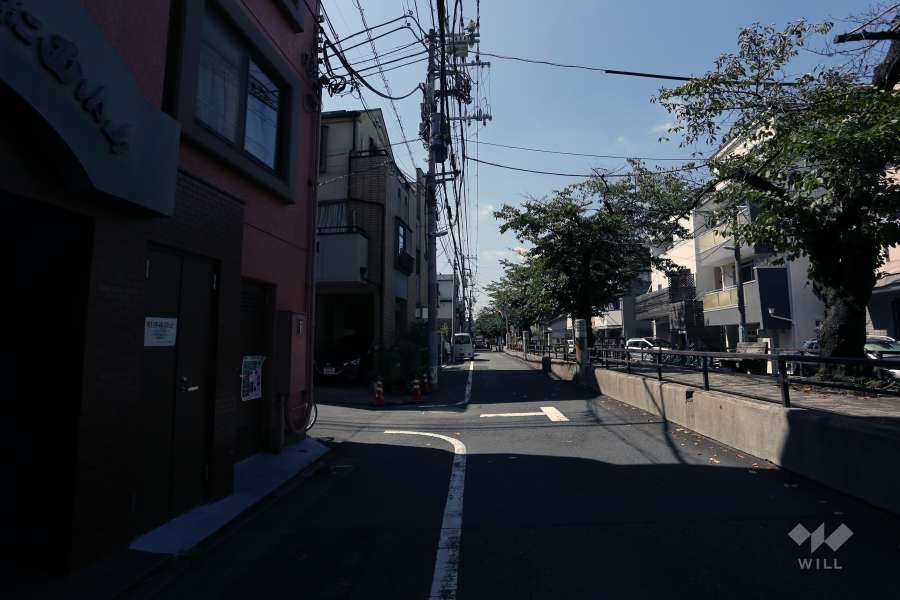 敷地の北側前面道路（西側から）