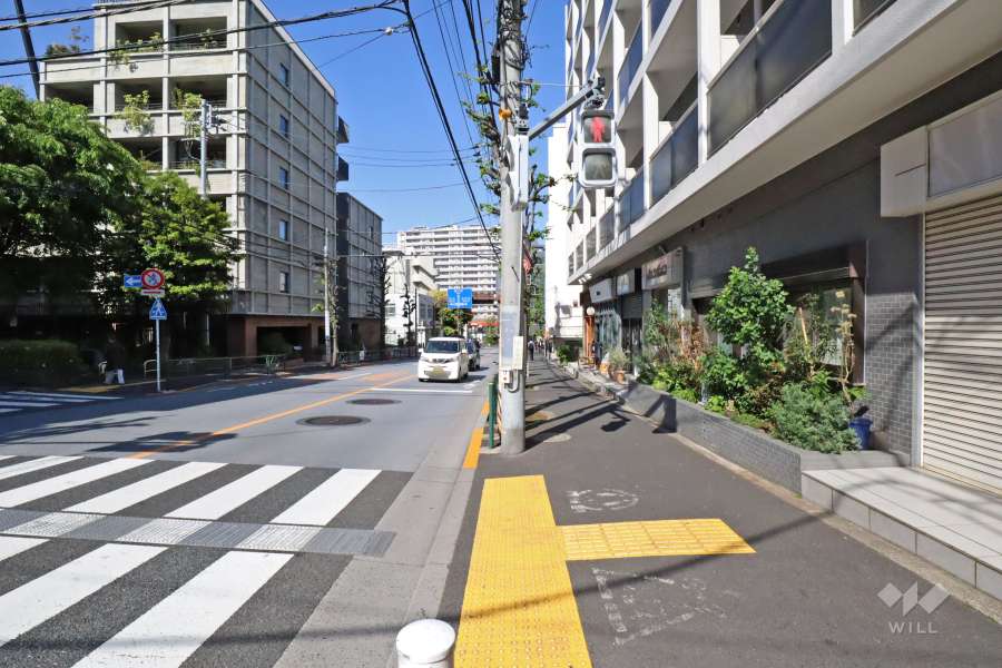 敷地北西側の前面道路(南西側から)