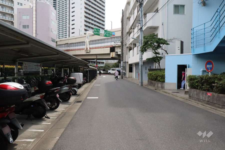 敷地北東側の前面道路(西側から)