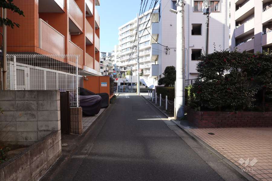 敷地南西側の前面道路（南東側から）