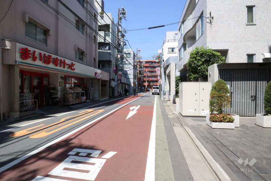 敷地東側の前面道路（南側から）
