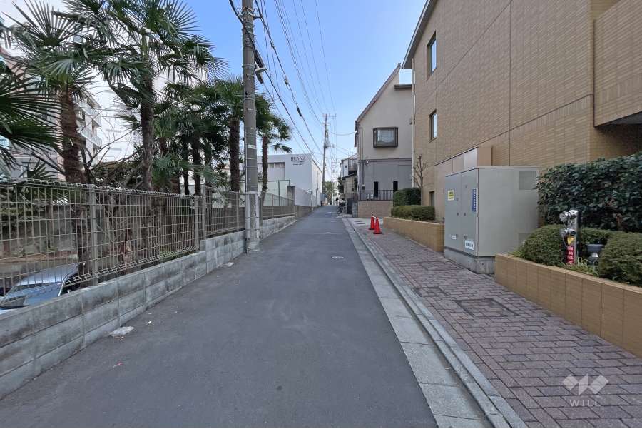 敷地北東側の前面道路（北西側から）