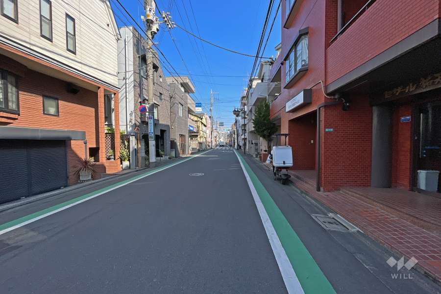 敷地西側の前面道路（南側から）