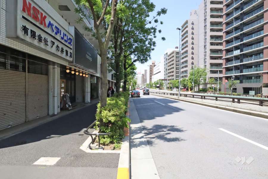 敷地北東側の前面道路（南東側から）