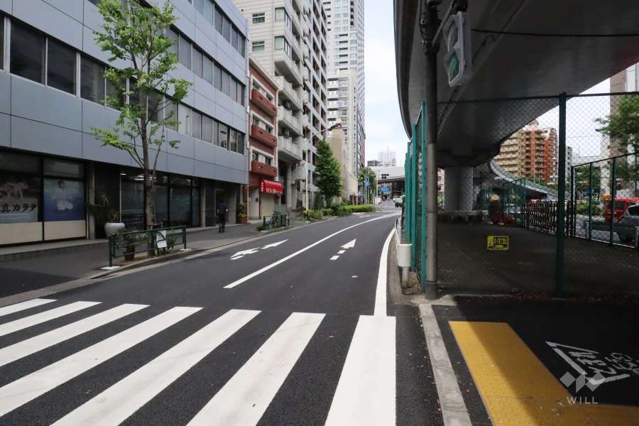 敷地北東側の前面道路(南東側から)