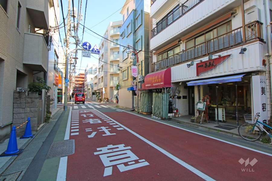 敷地西側の前面道路（南側から）