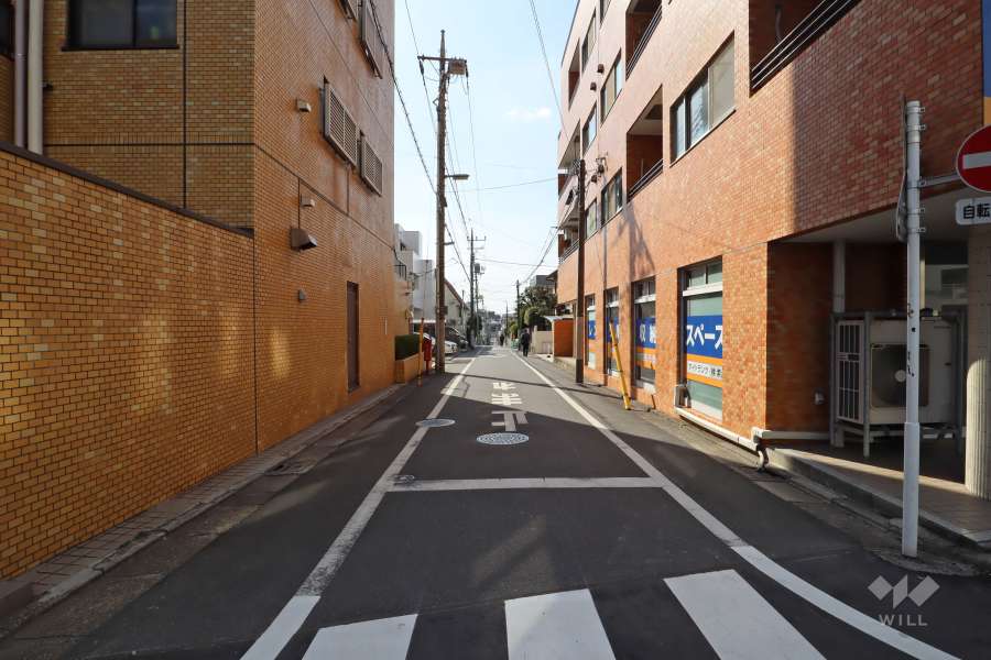 敷地北西側の前面道路(北東側から)