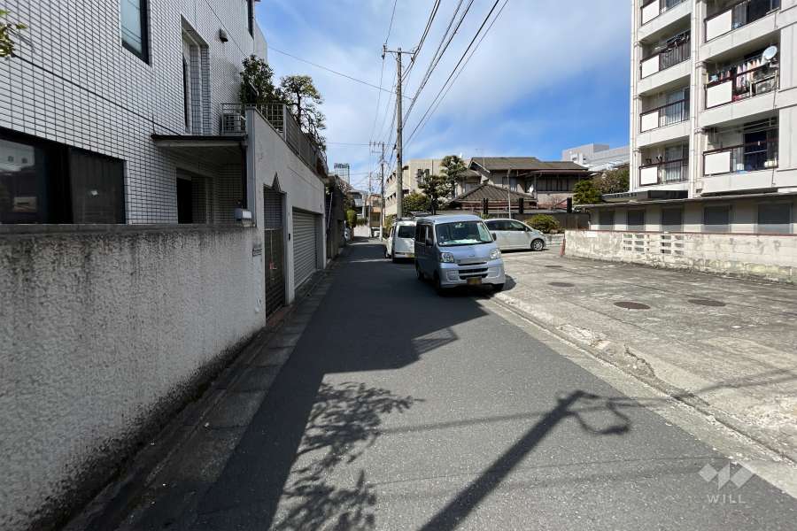 敷地南西側の前面道路（南東側から）