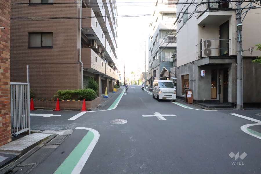 敷地北東側の前面道路（南西側から）