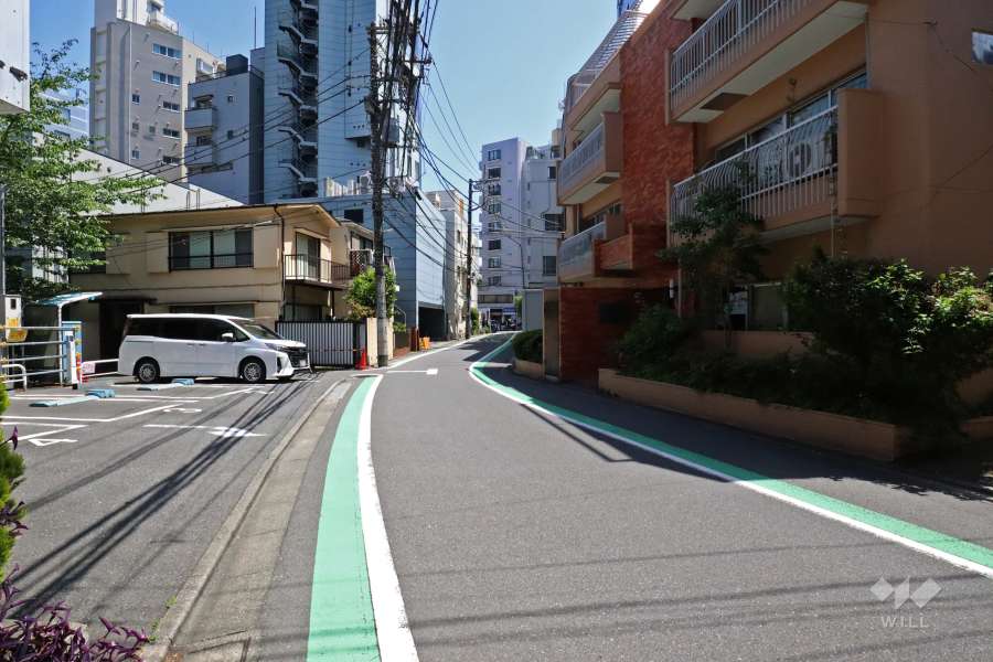 敷地北東側の前面道路(北西側から)