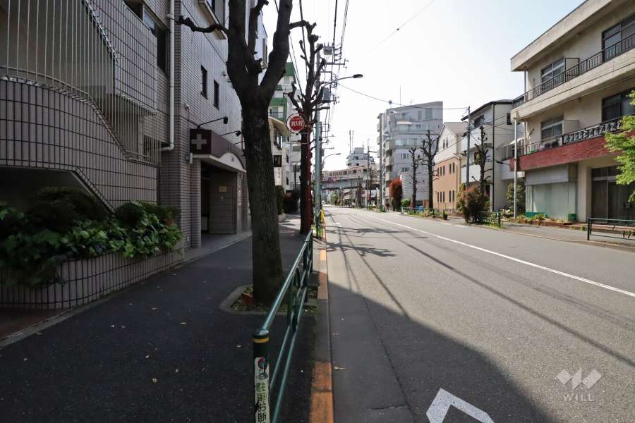 敷地北西側の前面道路(北東側から)