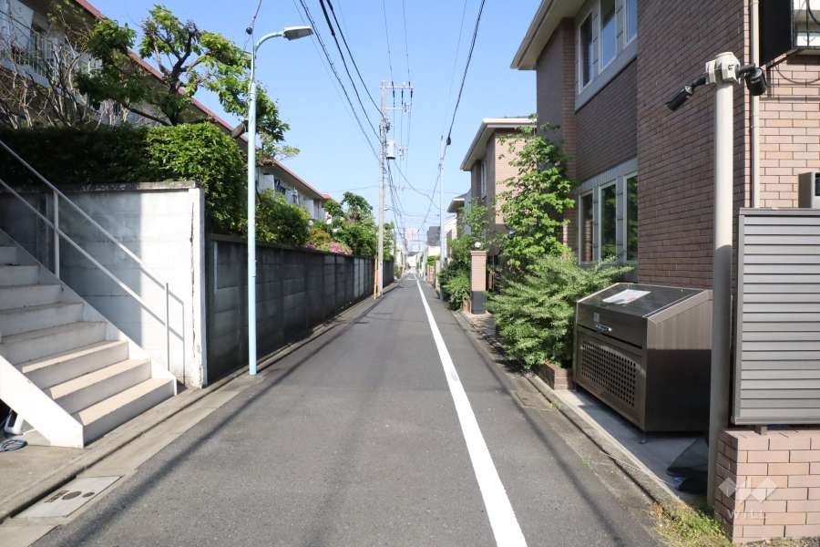 敷地南側の前面道路(西側から)