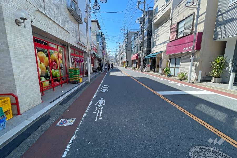 敷地西側の前面道路（北側から）