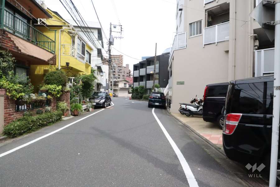 敷地北東側の前面道路(北西側から)