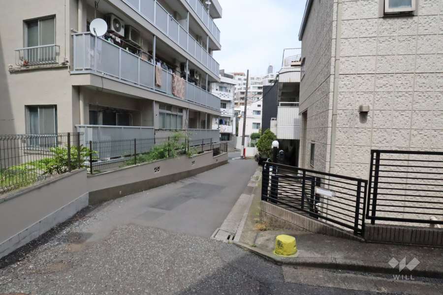 敷地南東側の前面道路(南西側から)