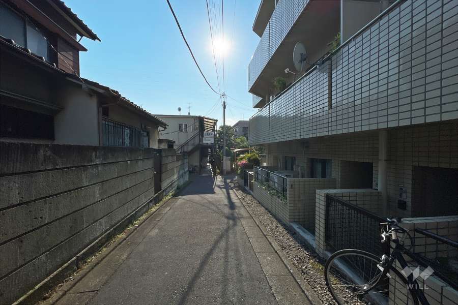 敷地西側の前面道路（南側から）