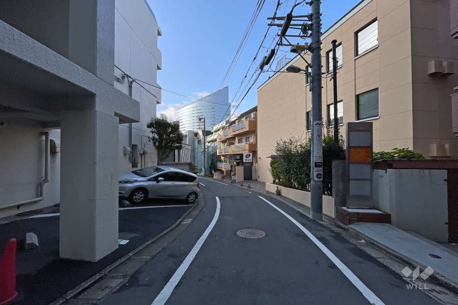 敷地西側の前面道路（北側から）