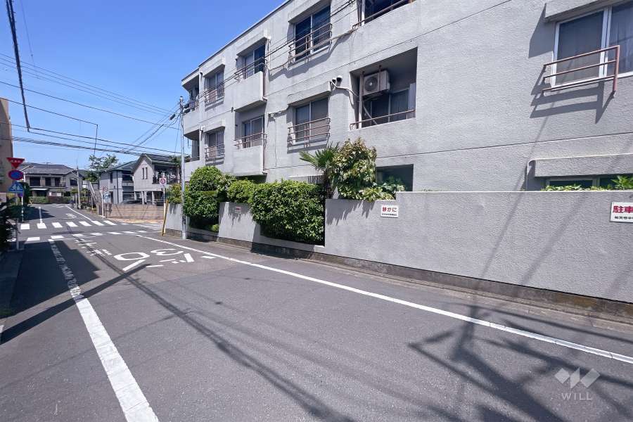 敷地南西側の前面道路（南東側から）