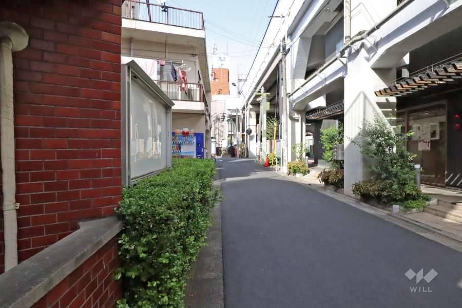 敷地南東側の前面道路(南西側から)