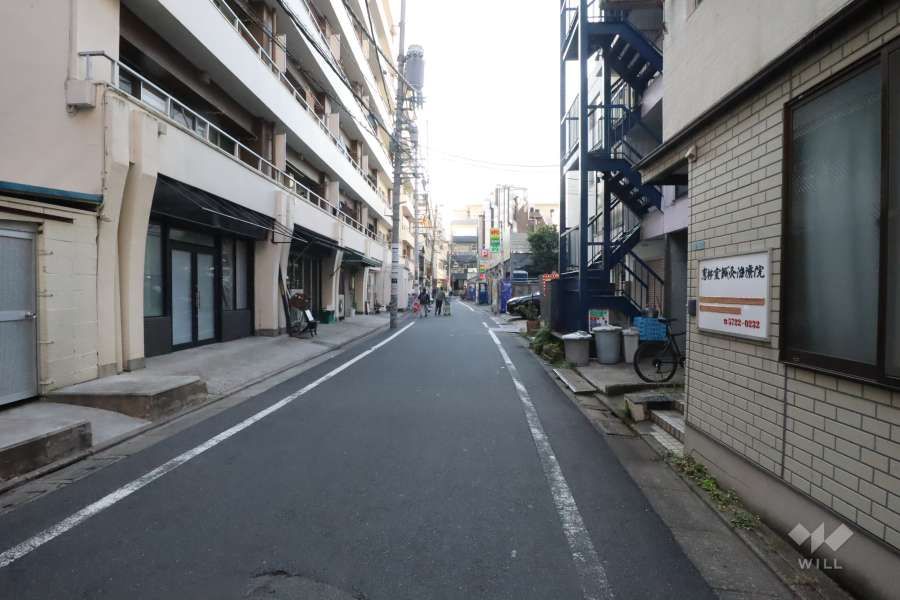 敷地北東側の前面道路（南東側から）