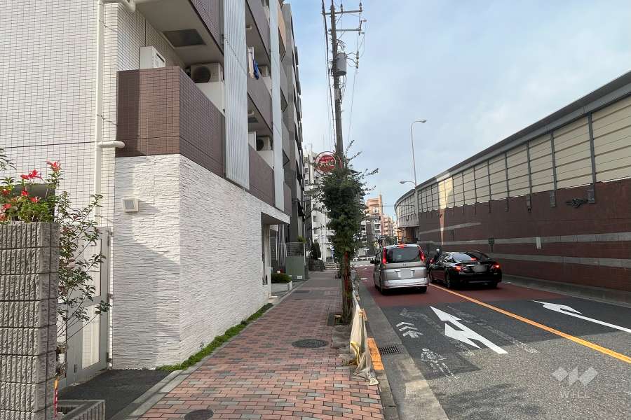 敷地東側の前面道路（南側から）