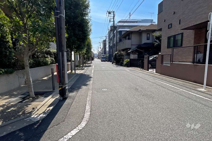 敷地西側の前面道路（北側から）