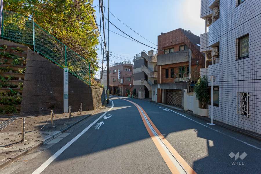 敷地東側の前面道路（北側から）