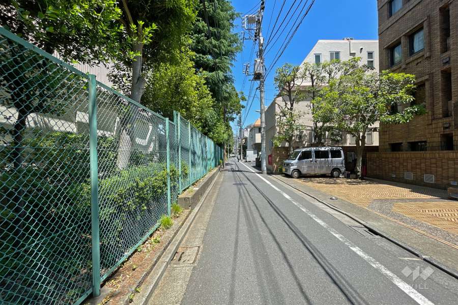 敷地北側の前面道路（西側から）