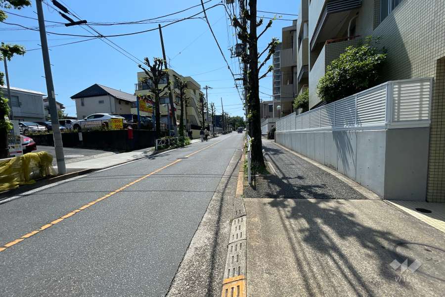 敷地南東側の前面道路（北東側から）