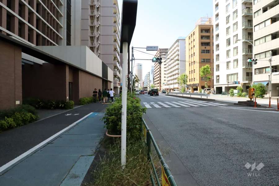 敷地北東側の前面道路(南東側から)