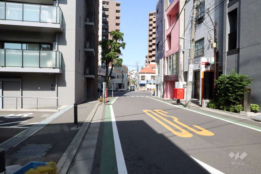 敷地南東側の前面道路(南西側から)