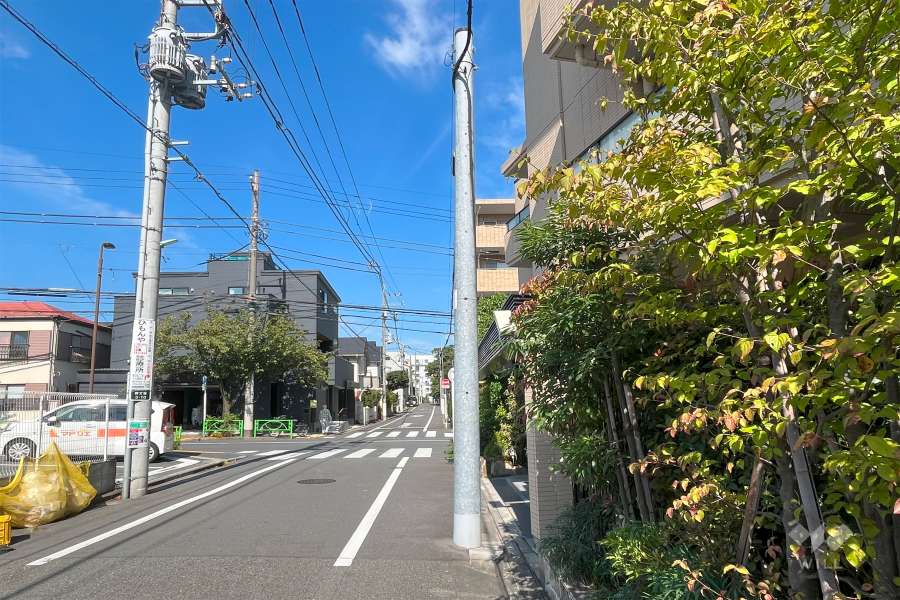 敷地西側の前面道路　