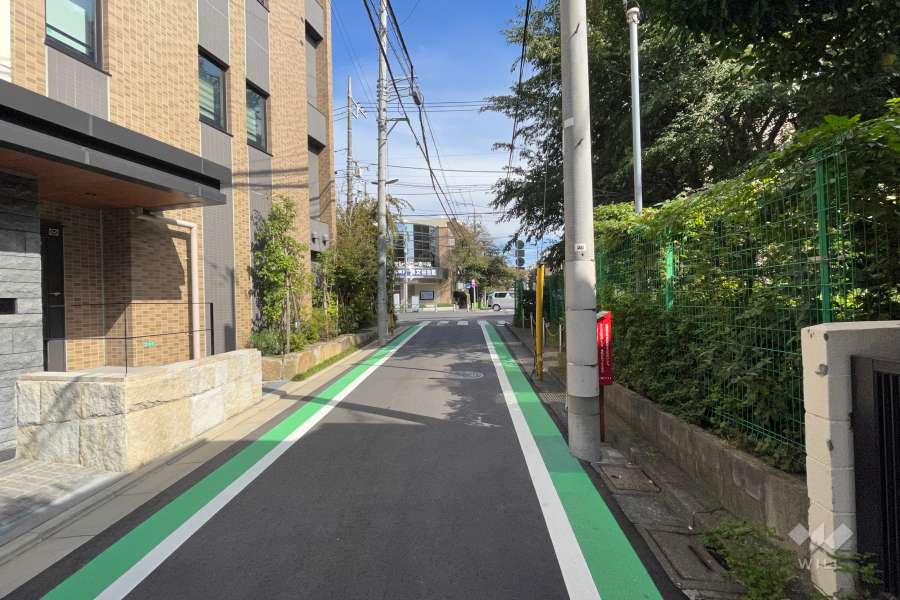 敷地の南東側前面道路（南西側から）