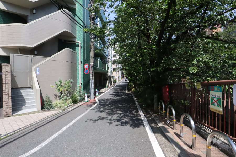 敷地北東側の前面道路(南東側から)