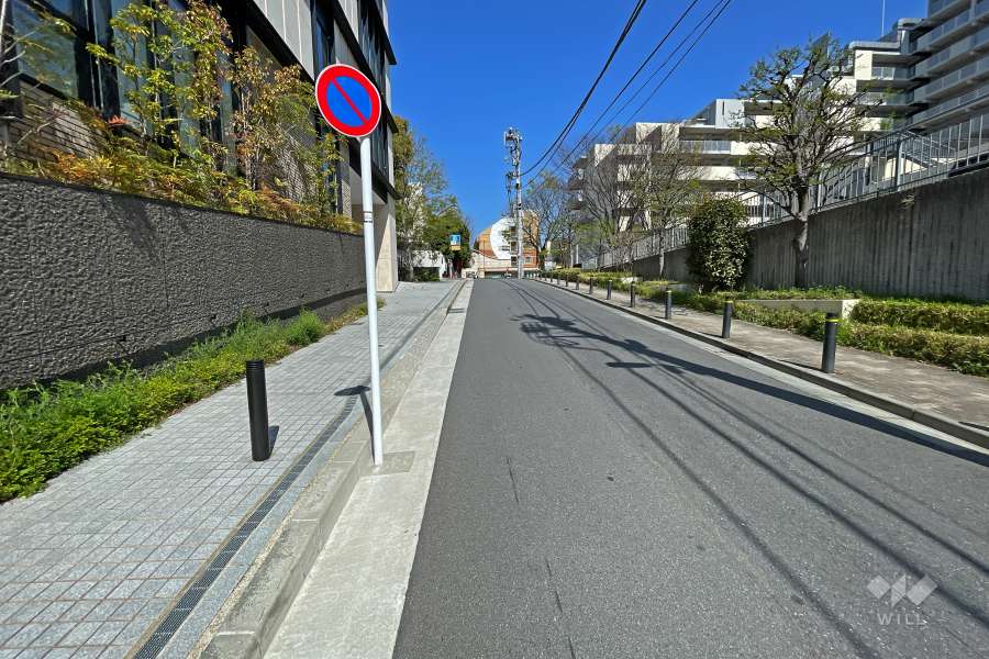 敷地南側の前面道路（西側から）