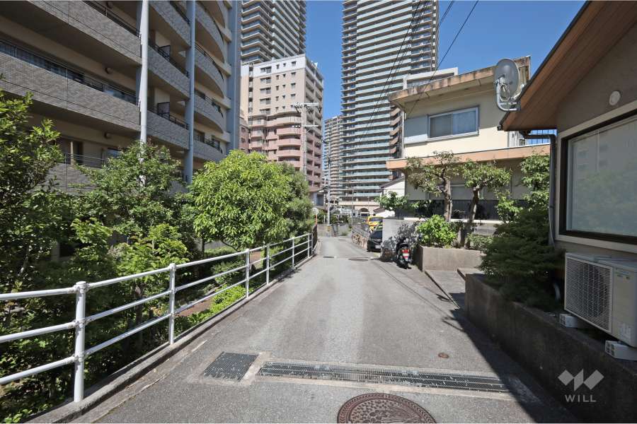 敷地南側の前面道路（西側から）