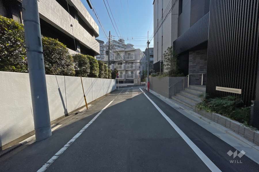 敷地北側の前面道路（西側から）