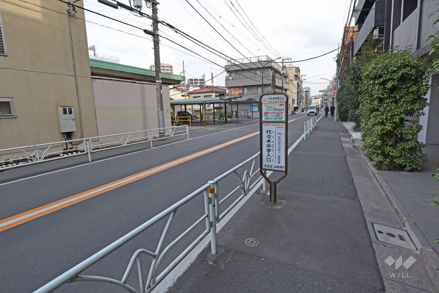 敷地北東側の前面道路（南西側から）