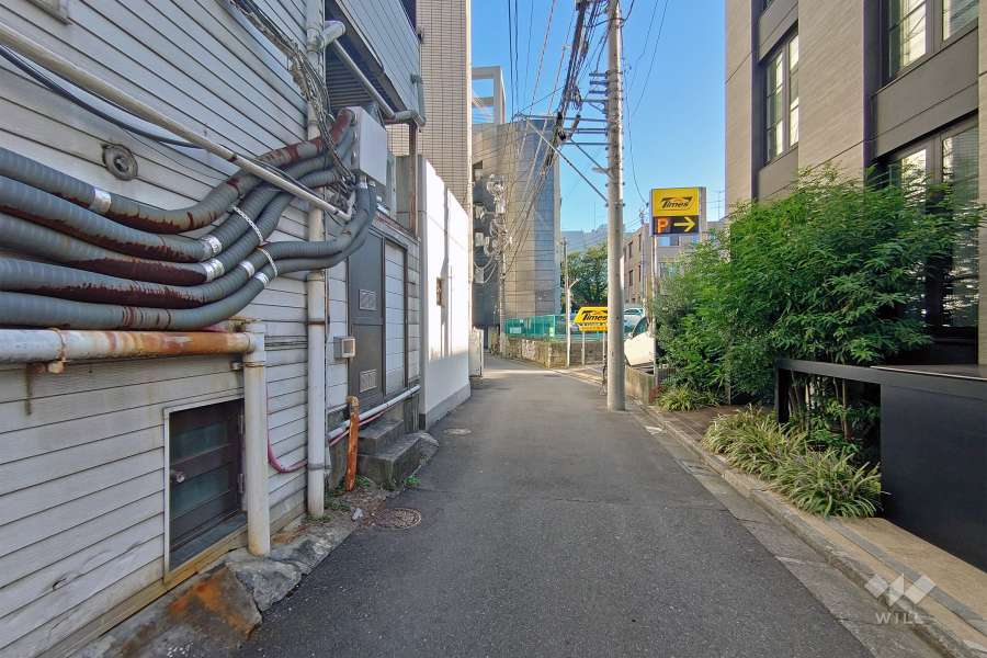 敷地西側の前面道路（南側から）